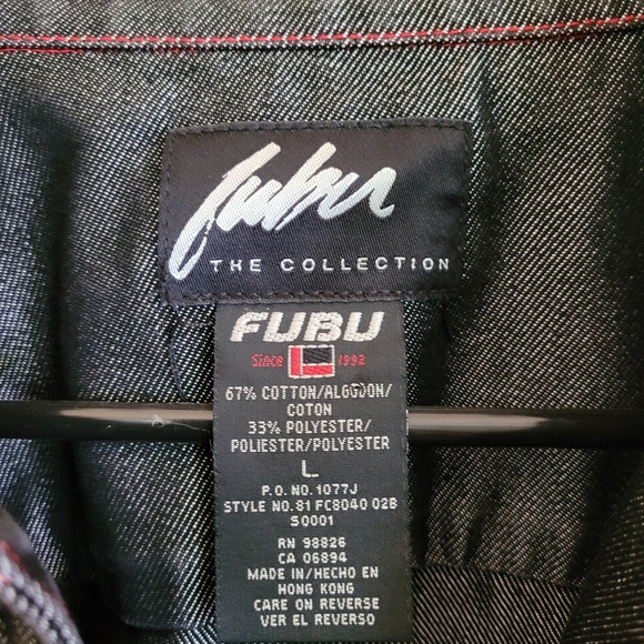 FUBU Dark Blue Denim Cropped Jean Jacket, L - Picture 3 of 8